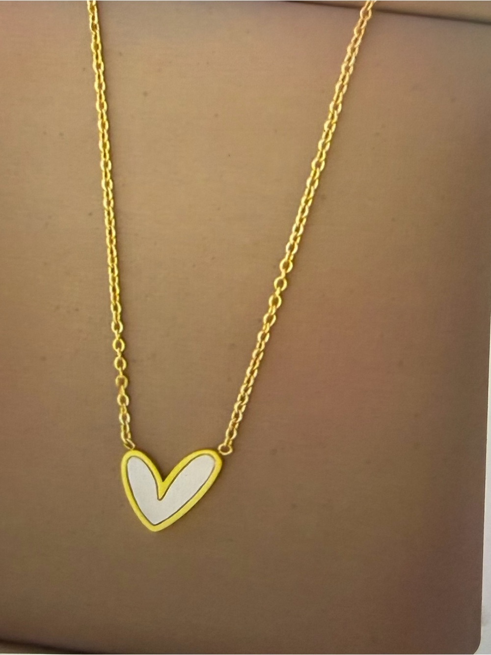 Elan 18 Kt Gold Plated Necklace with White Heart Pendant - NEw